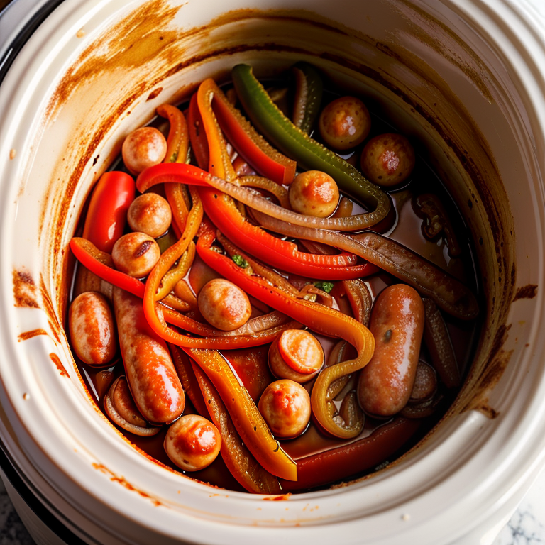sausage onions and peppers in crock pot