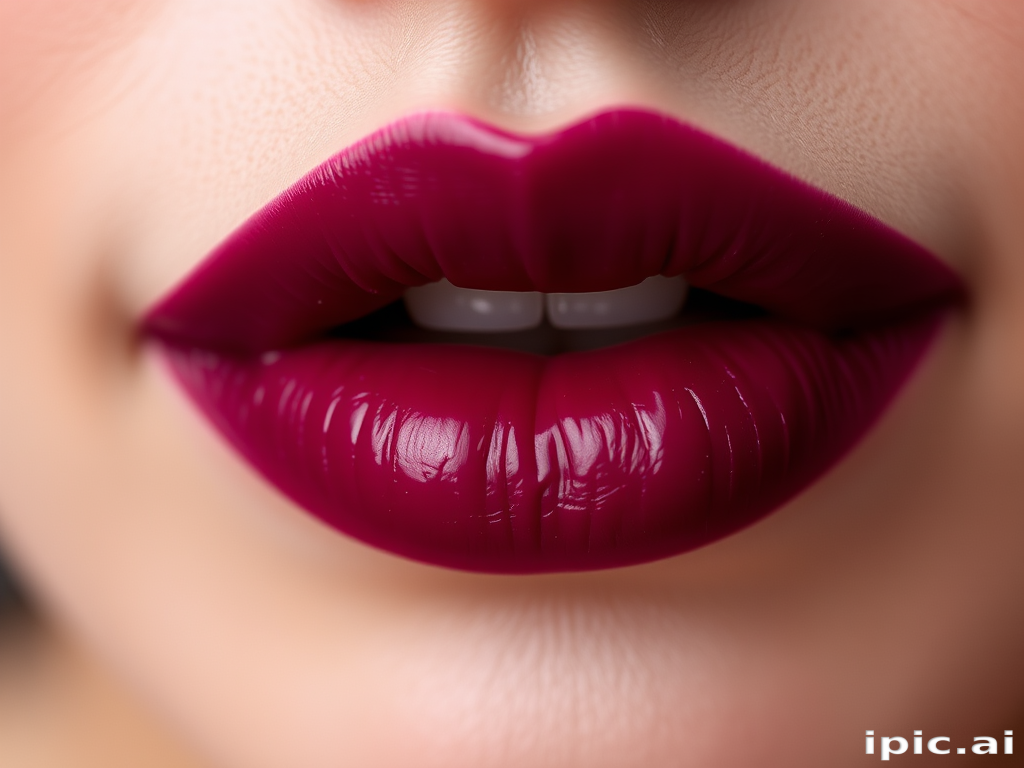 Velvety plum lips with soft-focus finish, gently blurred edges for lived-in look, romantic and sultry appearance, alluring Berry Blur Velour look