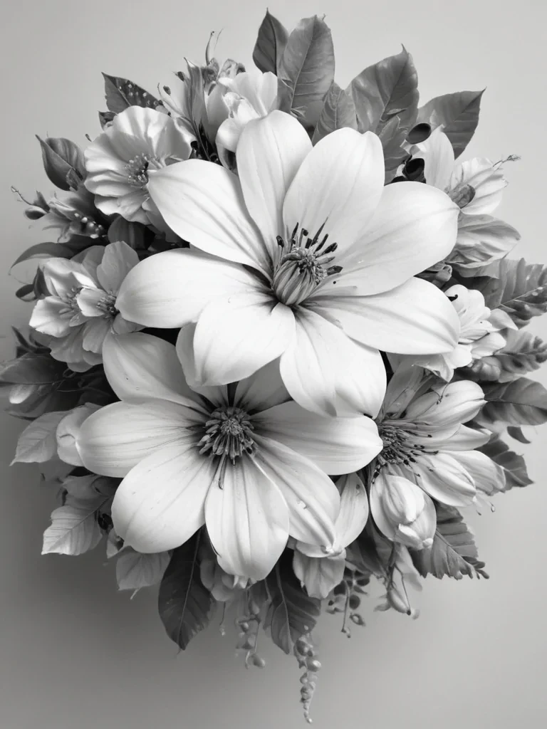 flower clip art black and white