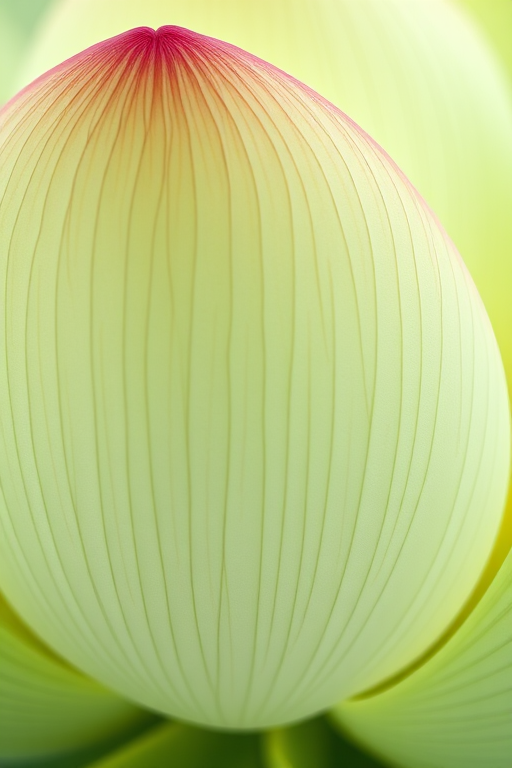 Regenerate a detailed illustration of a lotus flower with fine lines and soft green hues, captured with a DSLR camera at f/2.8 aperture, 1/125s shutter speed, and ISO 100, in macro view to highlight intricate details and enhance image quality.