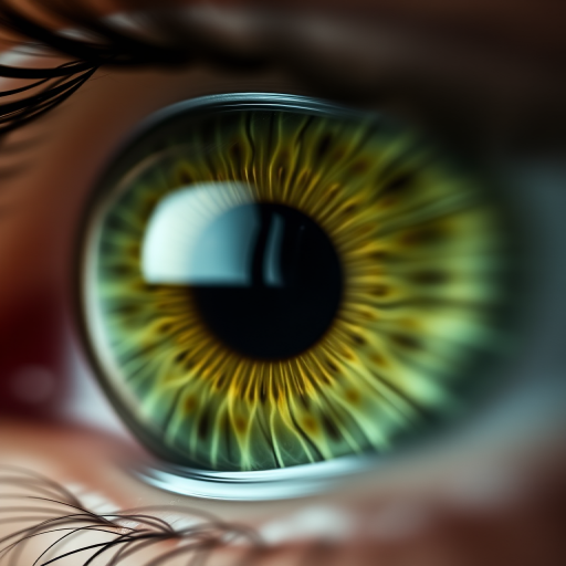 Create a high-resolution image of a stylized green eye with a black pupil, using a 50mm lens, f/2.8 aperture, ISO 100, shallow depth of field, and a soft focus background to enhance the eye's details and colors.
