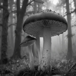 mushroom black and white