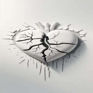 white broken heart