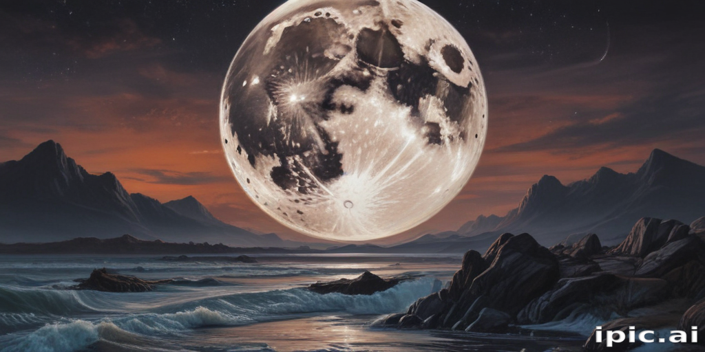 Stunning Landscape Under a Majestic Full Moon Over Serene Waters