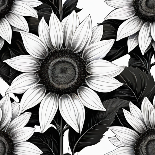 clip art sunflower black and white