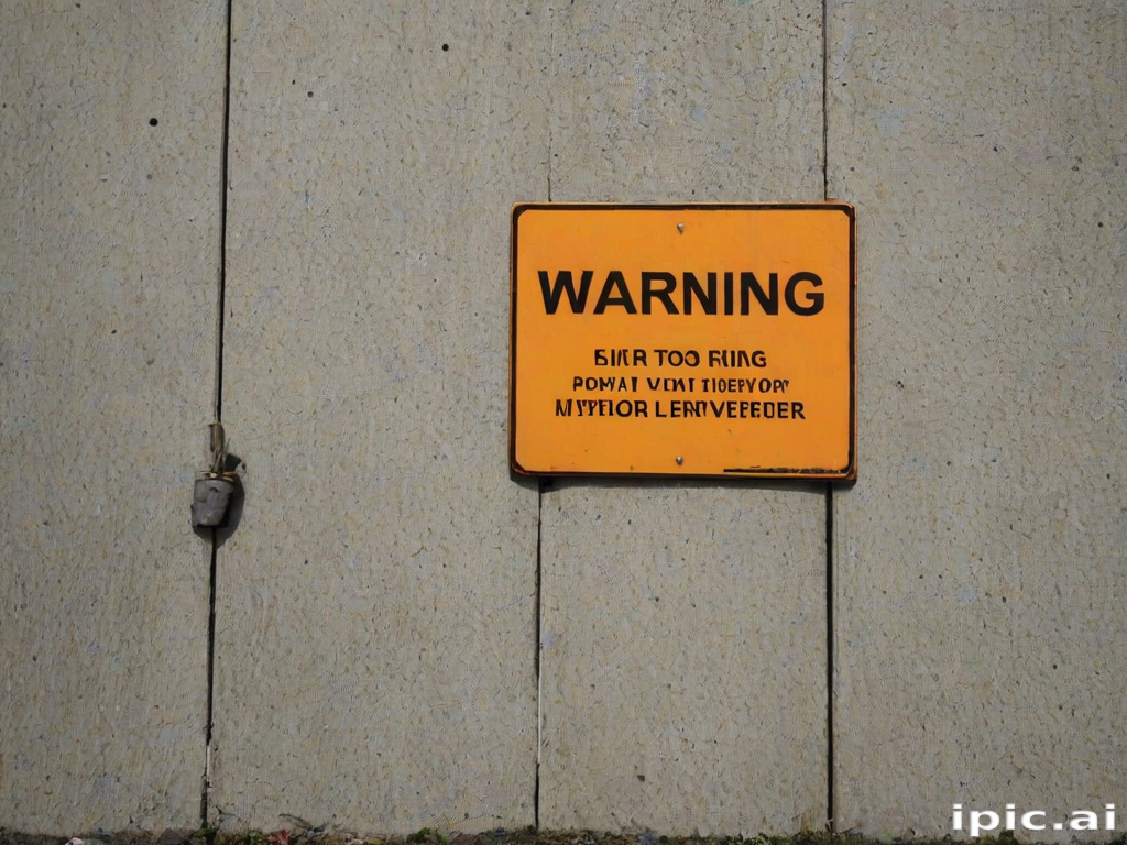 Warning Sign Indicating Restricted Area with Unreadable Text and Lock ...