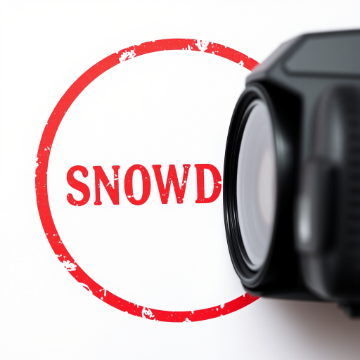 Create an image of a red circular stamp with the word "SNOWDON" in bold capital letters inside, using a DSLR camera with a 50mm lens, aperture f/2.8, shutter speed 1/100s, and ISO 100, focus on a clean white background for high contrast and clarity.