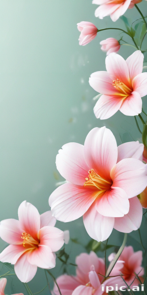 Delicate Pink Flowers Blooming Gracefully Against a Soft Green Background