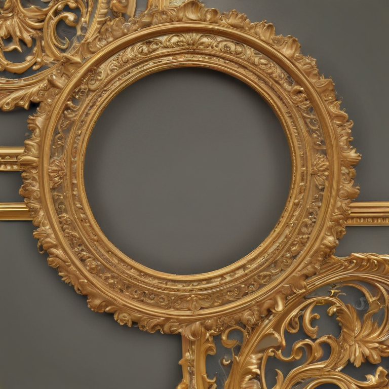 Inner Gold Frame Intricately Designed Vintage Gold Frame with an Empty Central Space