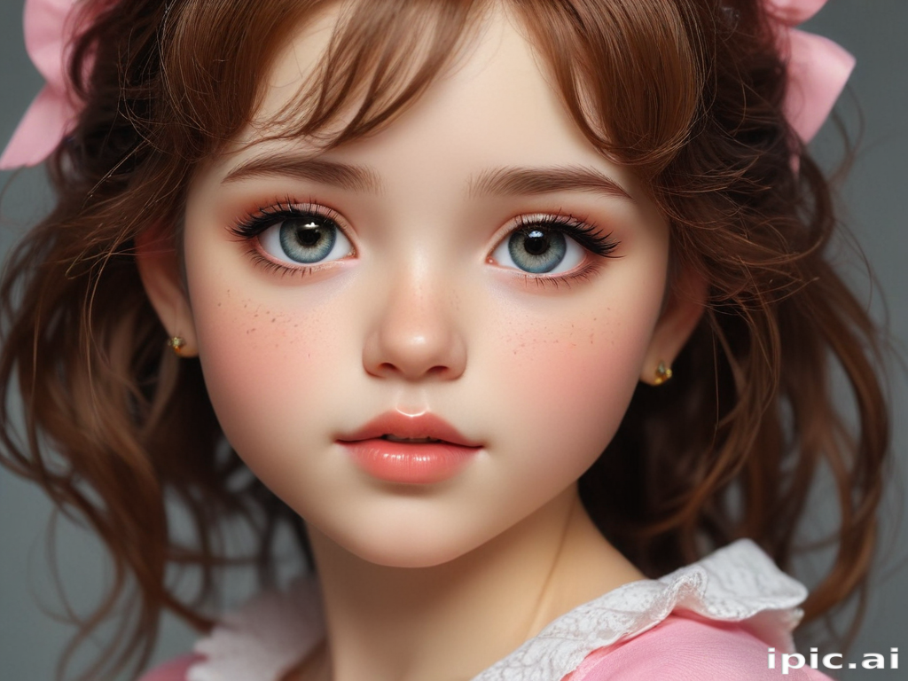 Enchanting Portrait of a Young Girl with Sparkling Blue Eyes and Freckles