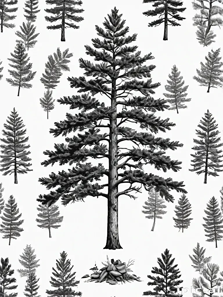 black and white pine tree clipart