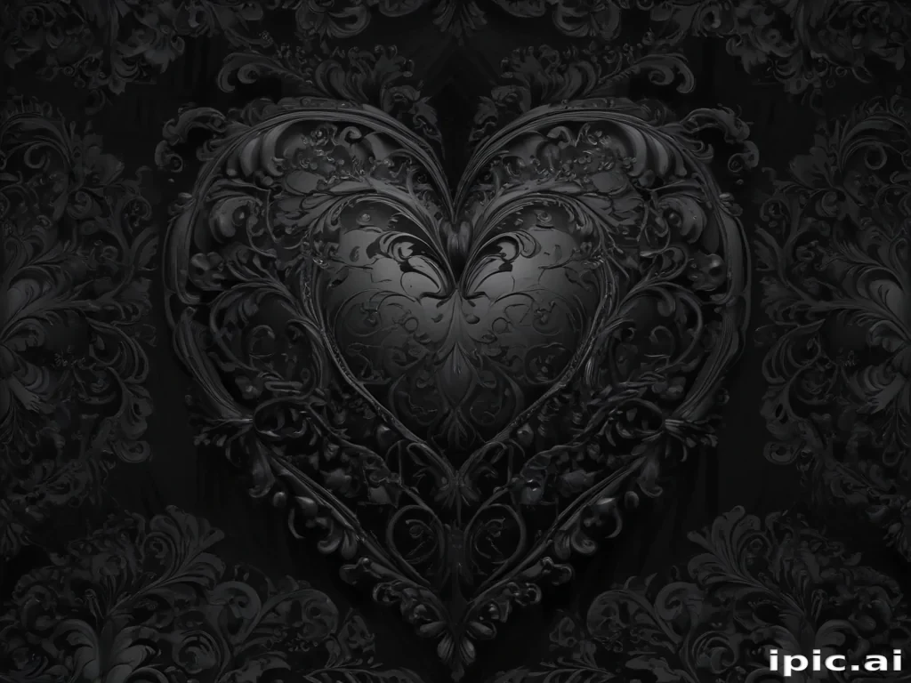 black wallpaper heart