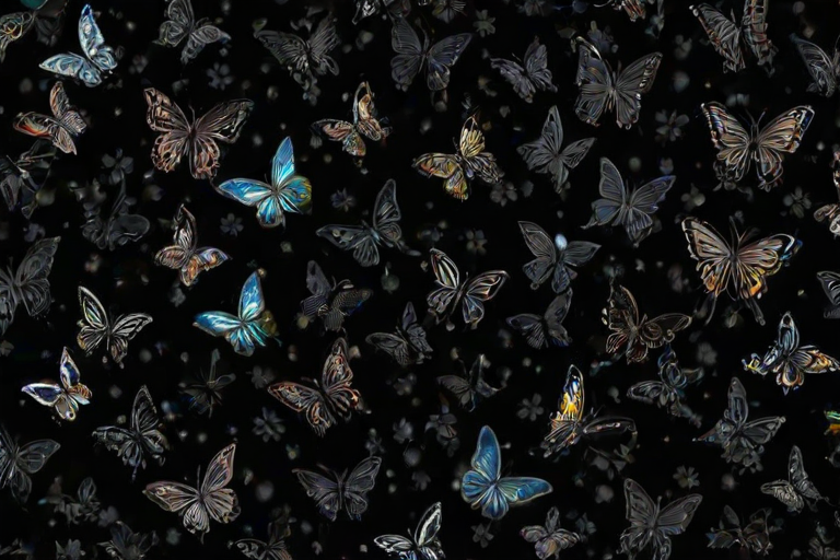 black wallpaper butterfly