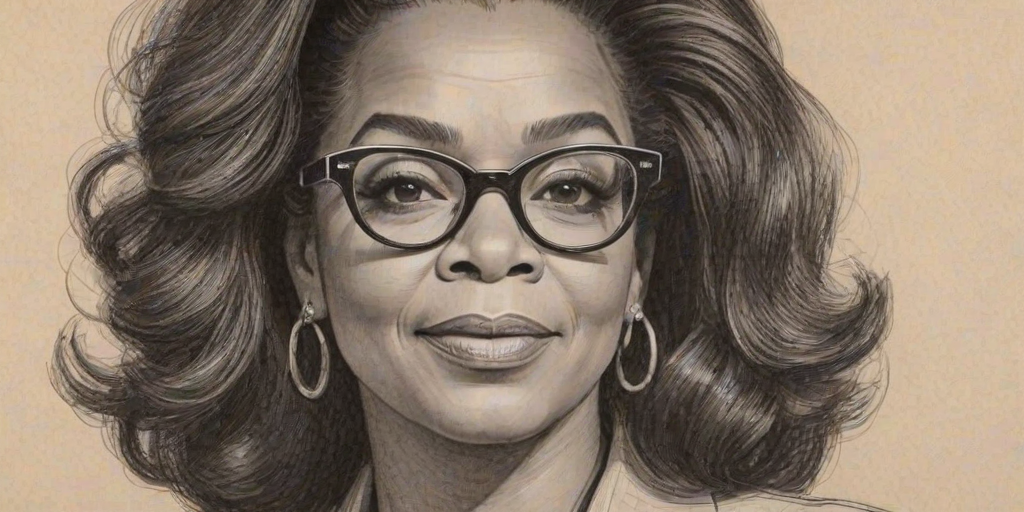 Fetching Oprah Winfrey, pencil sketch, portrait of Bewitching woman 1965s in glasses, hair style beatnik, outline, clear lines, fine lines, 8k