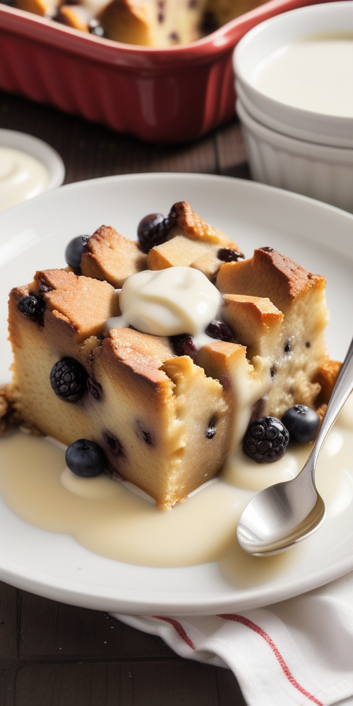 bread pudding with vanilla sauce