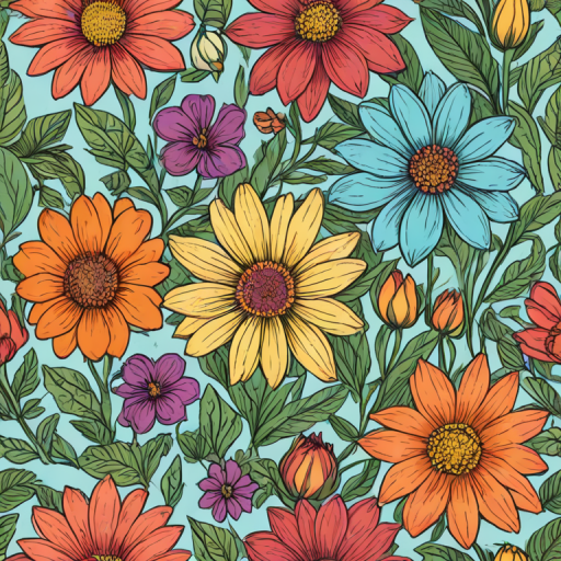 color drawing flowers