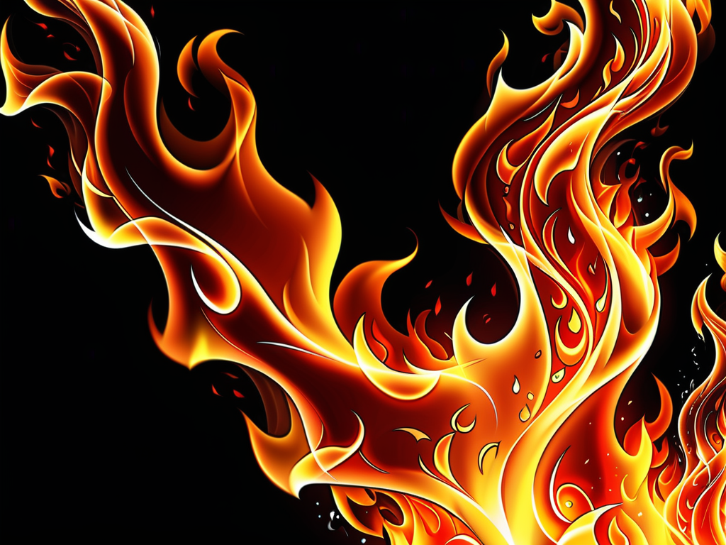 Vibrant Flames Dancing Against a Dark Background in Dynamic Motion