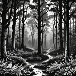 forest clipart black and white