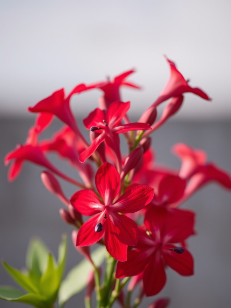 A close-up shot of a vibrant bouquet of red flowers against a blurred background, taken with a Canon EOS 5D Mark IV using a 100mm f/2.8 macro lens, at an aperture of f/4, ISO 200, to enhance clarity and detail.