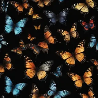 butterflies in black background