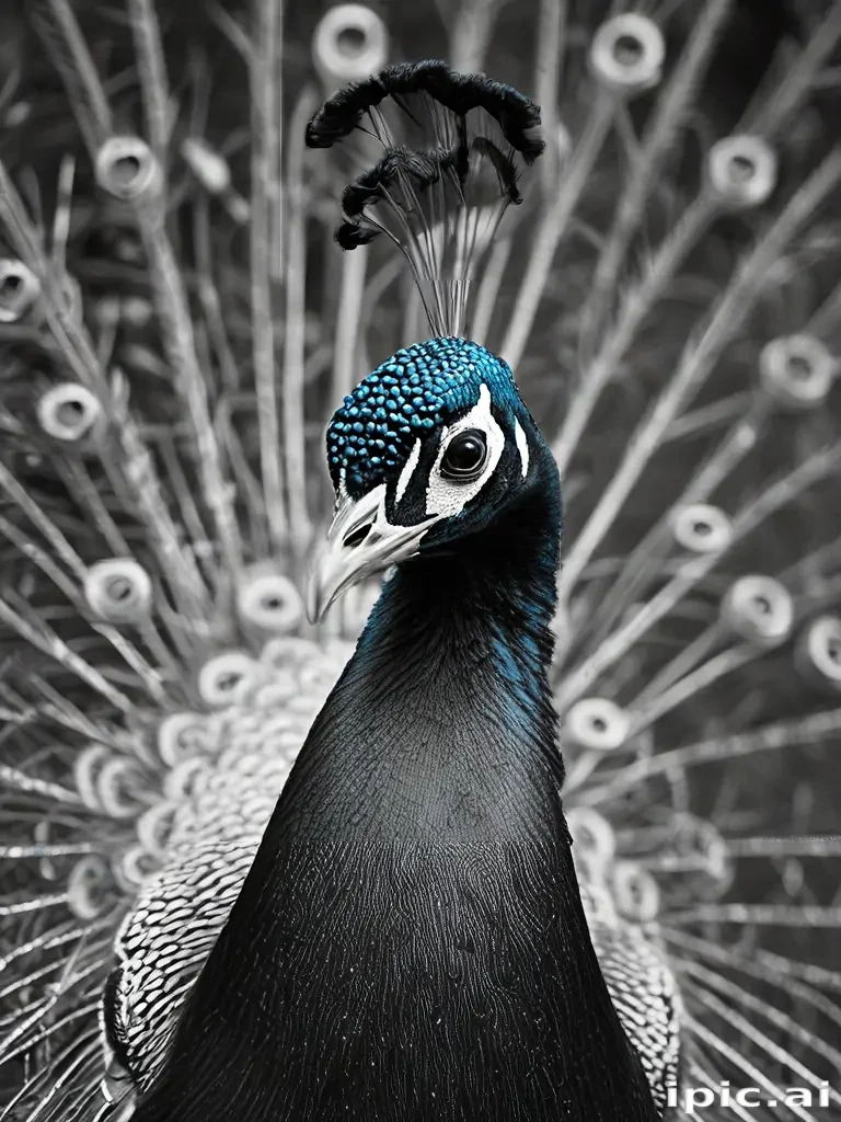 peacock black and white