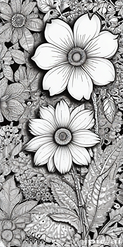 Intricate Black and White Floral Design Featuring Beautifully Detailed ...