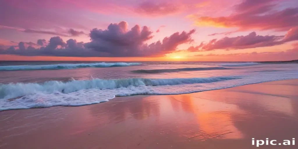 pink beach sunset