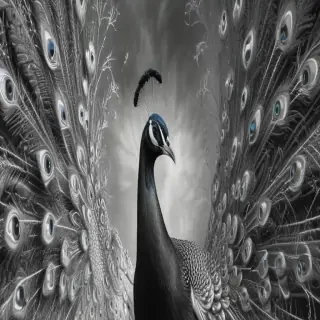 peacock black and white