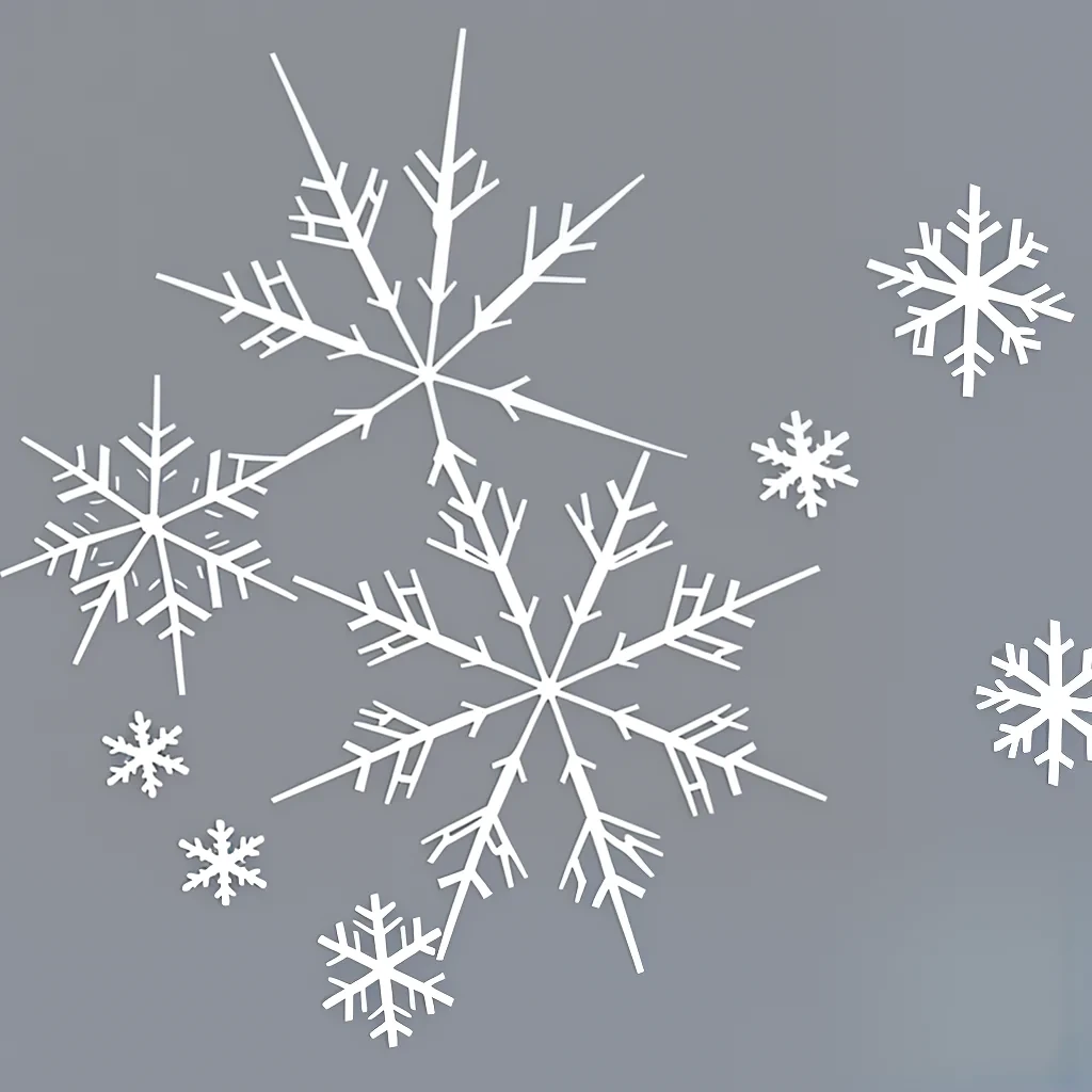 Delicate White Snowflakes Gracefully Adorning a Soft Gray Winter Background