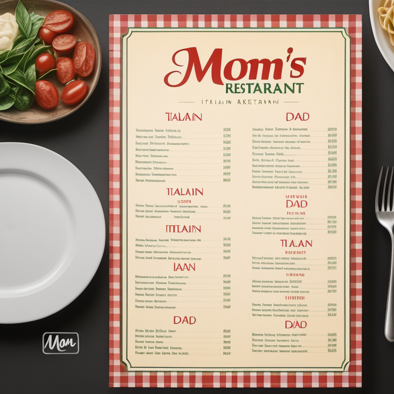 mom and dad's italian restaurant menu