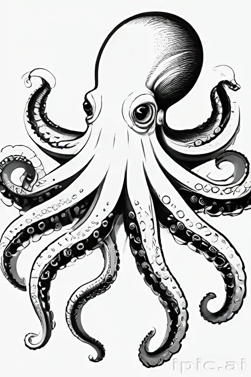 octopus clipart black and white