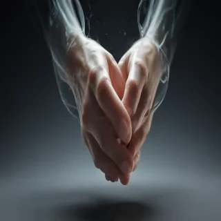 transparent praying hands