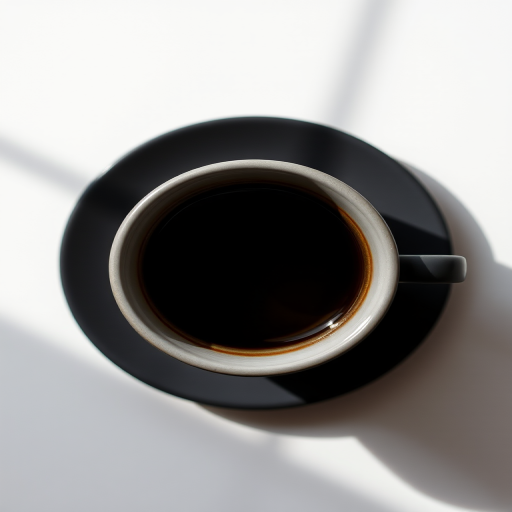 high-resolution minimalist black icon representation of a coffee cup, natural lighting, 50mm lens, f/1.8 aperture, ISO 100, top-down view, DSLR camera