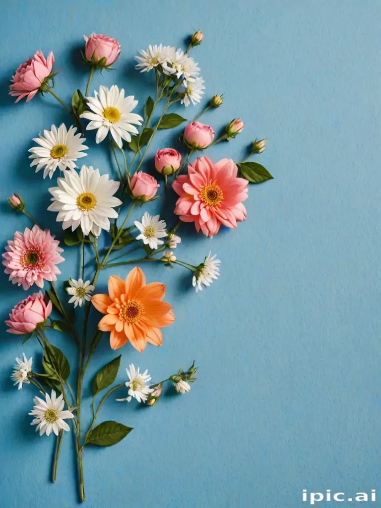 blue background with flowers