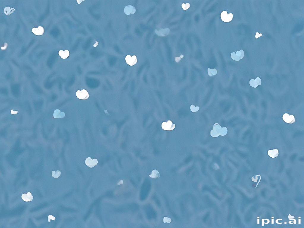 Delicate Floating Hearts on a Soft Blue Background Creating a Dreamy ...