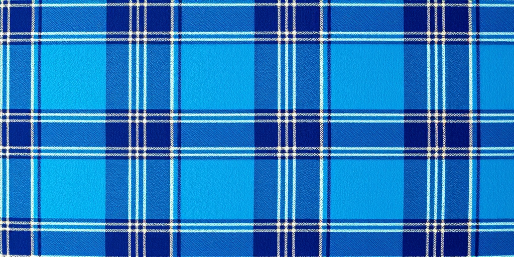 generate a high-resolution image of a blue plaid pattern focusing on varying shades of blue with a soft texture, use a 50mm lens, aperture f/2.8, ISO 100, shot in natural light from a top-down view, using a DSLR camera for enhanced clarity and detail