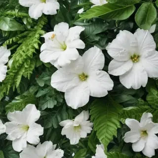 white and greenery background
