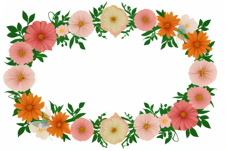Beautiful Floral Frame with Vibrant Blossoms and Lush Green Foliage ...