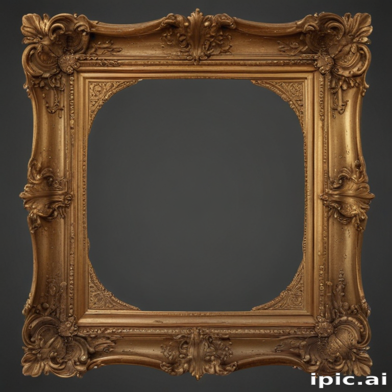 Ornate Golden Picture Frame Featuring Intricate Decorative Floral ...