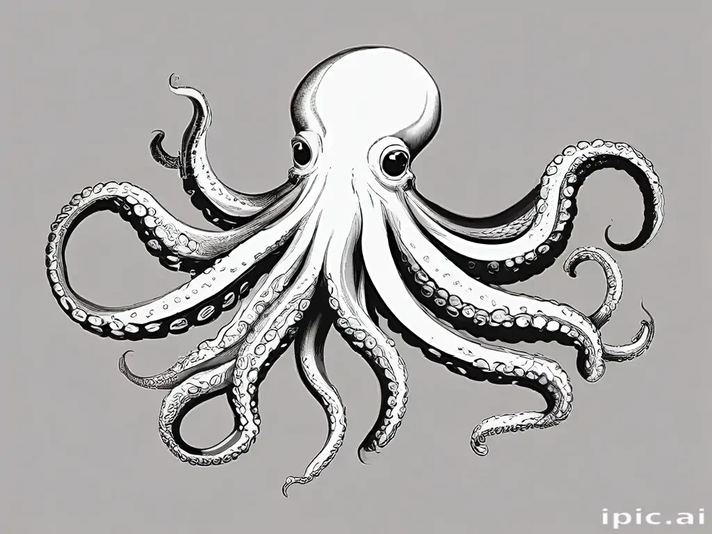octopus clipart black and white
