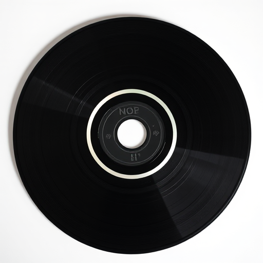 create a high-resolution image of a black CD with a gray inner ring and white center, shot with a Canon EOS 5D Mark IV, ISO 100, f/8 aperture, 50mm lens, top-down view, natural lighting for optimal clarity and detail