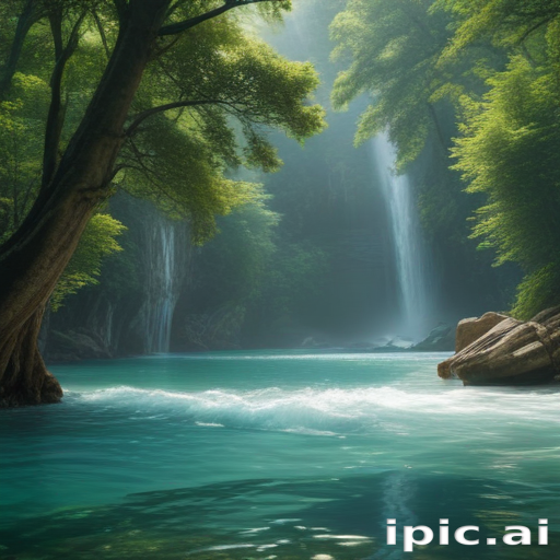 Tranquil Waterfall Cascading into a Serene Emerald Green Pool