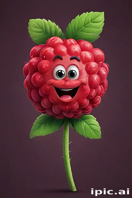A Cheerful Raspberry Character with Big Eyes and a Happy Smile