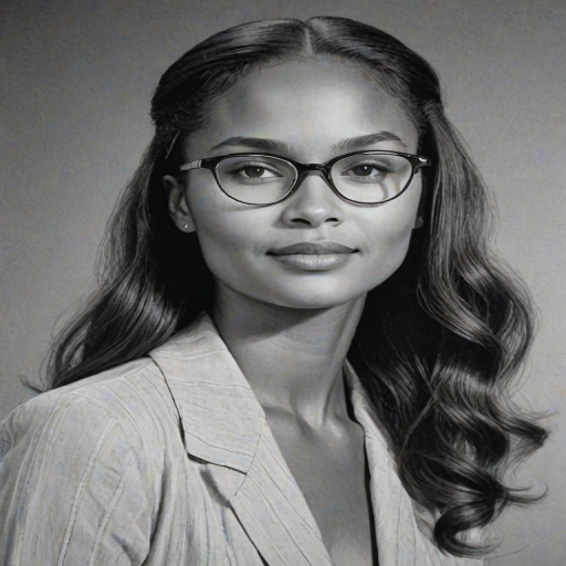 Enticing Joy Bryant, pencil sketch, portrait of Fascinating woman 1936s in glasses, hair style beatnik, outline, clear lines, fine lines, 8k