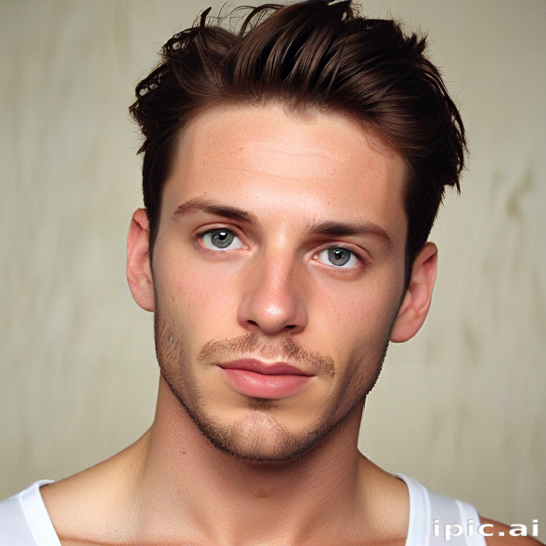 Close-Up Portrait of a Young Man with Striking Blue Eyes and Stylish Hair