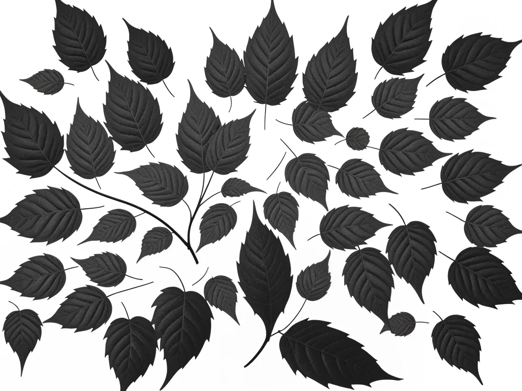 black and white leaf clipart