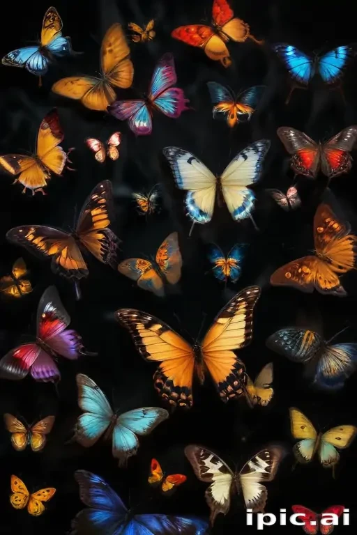 butterflies in black background