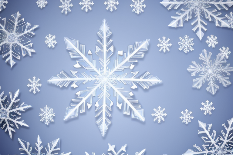 Delicate Snowflakes Gently Falling Against a Soft Blue Winter Background