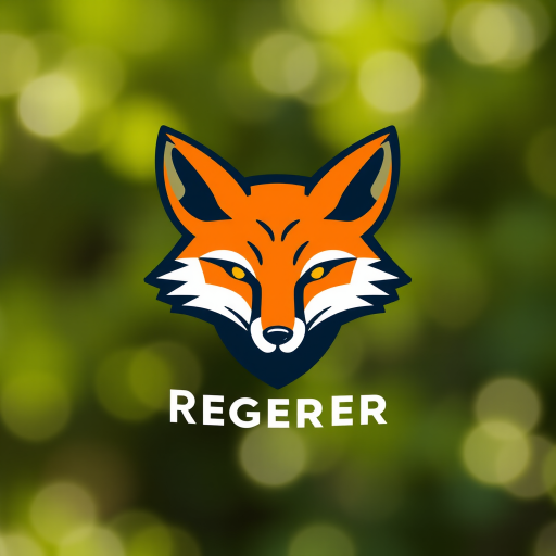 Regenerate a vibrant logo featuring a stylized fox, use a Canon EOS R5 camera with a 50mm lens, aperture set to f/1.8, ISO 100, shot in a close-up view with natural lighting to enhance color and detail.