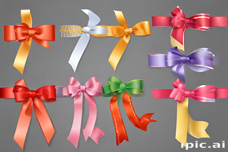 Colorful Collection of Decorative Ribbons and Bows for Gift Wrapping